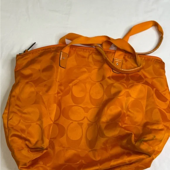 COACH Large Citrine Getaway Travel Weekender Tote + Cosmetic Bag Yellow Beach - Picture 2 of 7